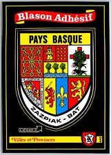 VINTAGE CONTINENTAL SIZED POSTCARD (ADHESIVE) COAT OF ARMS PAYS BASQUE FRANCE picture