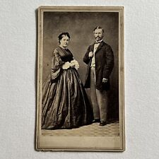 Antique CDV Photograph Lovely Woman & Man Couple Great Attire Civil War Era NY picture