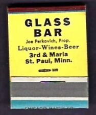 Vintage Matchbook Cover - Glass Bar - 3rd & Maria, St. Paul, MN - Unstruck picture
