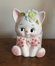 Antique Fenton Ceramic Kitten Planter 5741 Polka Dot Bow & Flower Made In Japan picture
