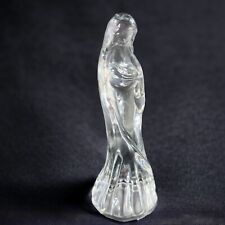 1980s Vintage Clear Religious Icon Madonna And Child Figurine Heavy Glass Decor picture