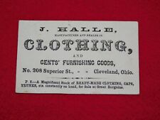 VINTAGE J HALLE CLOTHING GENTS FURNISHING GOODS CLEVELAND OHIO BUSINESS CARD picture