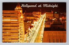 Hollywood CA-California, Night along Hollywood Blvd, Antique Vintage Postcard picture