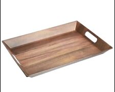 Large 19-Inch Handled Serving Tray Brown  Wood Grained Print Matte Finish picture
