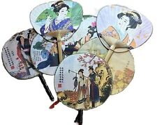 Asain Hand Fan Wall Fan Lot Paper Fabric Handles With Tassels Colorful picture