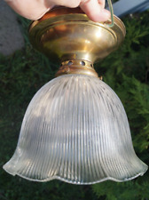 Antique 1920s Flush Mount Ceiling Fixture LIGHT / Lamp - MARKED Holophane Shade picture