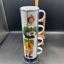 BUDDY THE ELF Stackable Ceramic Coffee Tea Mug Set of 4 Will Ferrell EUC picture