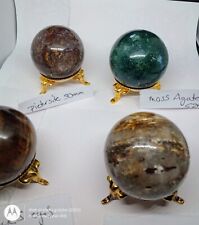 🔥 4 PC LOT SPHERE WHOLESALE PIETERSITE MOSS AGATE MOSAIC AGATE TIGERS EYE picture
