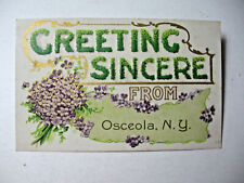 1910 era Greetings Sincere from Osceola, N.Y. Postcard picture
