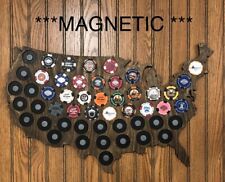 Magnetic Harley Poker Chip Display USA Map Dark Walnut Holds 50 Chips picture