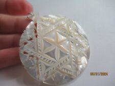 Antique Victorian Carved Mother of Pearl MOP Religious Star of David Pendant picture