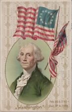 Patriotic Postcard George Washington American Flag 1909 picture