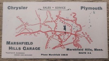 Vintage 30-40s Chrysler Plymouth Marshfield Hills, Mass garage sales promo card picture