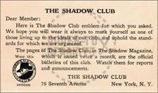 THE SHADOW CLUB EMBLEM CARD - VINTAGE REPRINT picture