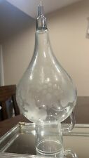 Vintage Etched Glass Crystal Wine Aerator Decanter Dispenser Grapes Glass Only picture