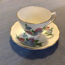 Vtg Royal Vale Blue & Pink Hydrangeas Teacup & Saucer, Gold Rimmed English picture