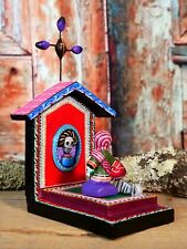 Woman & Dog at Grave Handmade & Painted Day of the Dead Puebla Mexican Folk Art picture