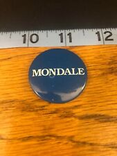 Vintage MONDALE Political Pin Button Pinback Small Sized Blue and White Letters picture