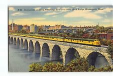 Old Vintage Train Postcard Streamliner Crossing Mississippi River Minneapolis MN picture