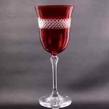 GA Cristal Gioielli Da Tavola Ruby Cut to Clear Wine Goblet 8 1/4
