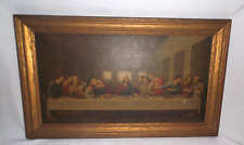 Antique Last Supper Print Gold Gilt Wood Wall Frame 19