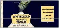 White Gold Free Running Salt Paper Label 1948 Red Owl Minneapolis - Scarce picture