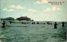 Vtg Old Orchard Beach Maine ME Bathing Scene at the Pier 1910s View Postcard picture