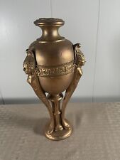 Vintage Egyptian Revival Small Table Lamp BASE ONLY W/Pharaohs. Metal 9 1/2” picture