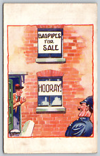 c1910s Bag Pipes For Sale Hooray Police Officer Laughing Vintage Postcard picture