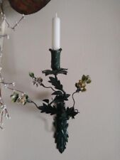 Vintage French Shabby Chic Porcelain Flower Candle Sconces Pair picture