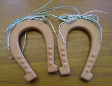 Midwest of Cannon Falls Horseshoe Ornaments Terra Cotta Horse Shoe Clay Xmas picture