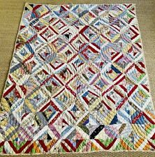 Antique Graphic 1880’s Hand Quilted Log Cabin Quilt picture