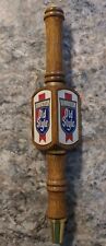 Vintage Heileman's Old Style Beer Triangle Shape Tap Handle Knob Wood 14” picture