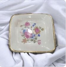 Antique Amoges Porcelain Trinket Dish Tray  Hand Painted, Floral, Gold Rim picture