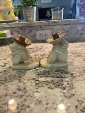 Vintage Pair Alabaster Mexican Men Sleeping With Sombreros Bookends  picture