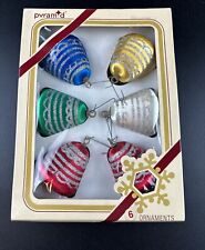 Vintage Pyramid Christmas Tree Ornaments Satin Sheen Bells (6) in Original Box picture