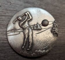 Large Pewter Disc Of Golfer On Course, Golf Ball Is Lapel Pin Ms. Dee Design picture