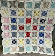Vintage Glorified Nine Patch Quilt Top Handmade Unfinished Imperfect 83x80 picture