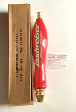 Budweiser Red & Gold Vintage Wooden Beer Tap Handle NEW in BOX 1990 picture