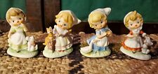 Homco Merry Moppets Little Girl Cat Dog Goose Squirrel Figurines Set Of 4 picture