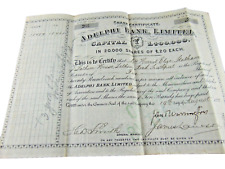 Adelphi Bank Liverpool 1891 Share Certificate Harriet Statham Southport picture