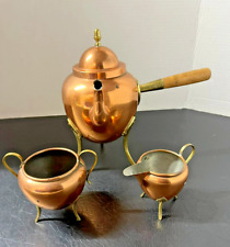 Antique Swedish A.B.O.H. Lagerstedt Eskilstuna Copper Brass 3PC - Tea Set picture