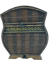 Beautiful Vintage Handmade Tall Wooden Wicker Storage Box picture