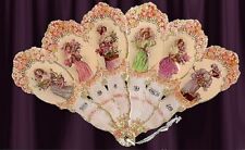 VICTORIAN Vintage 6 LADIES HAND FAN greeting card WOW picture