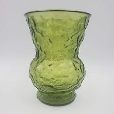 Vintage EO Brody Co Avocado Green Glass Vase Bark Crinkle Large 6