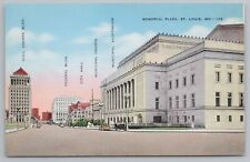 Linen~Memorial Plaza~St Louis Missouri~Municipal Auditorium~Vintage Postcard picture