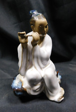 Vintage Asian Mud Man Figurine Playing Flute  (24-05-007) picture