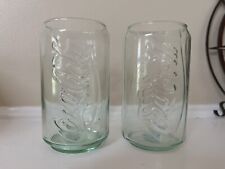 Vintage Coke, Coca Cola Can Shaped Glasses 2 pack Green Tint picture