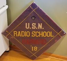 Antique 1918 U.S.N. NAVAL Felt HARVARD RADIO SCHOOL Hand Crafted BANNER picture