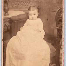 c1880s Columbus, OH Pouty Baby Girl CdV Photo Card Buckmyer White H14 picture